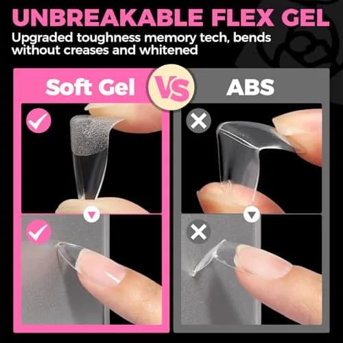 UNA GELLA Almond Gel Nail Tips 504PCS | Pre-Etched Clear Fake Nails for DIY Manicure thumbnail 6