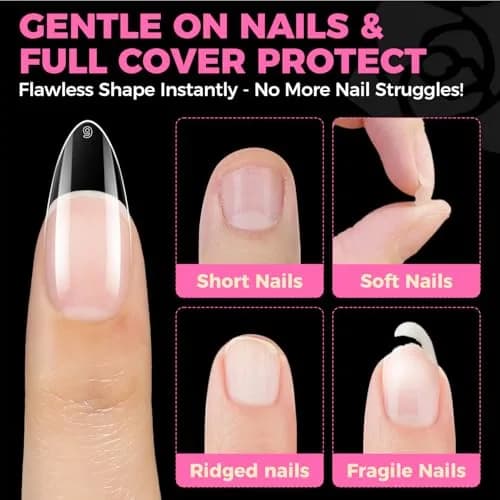 UNA GELLA Almond Gel Nail Tips 504PCS | Pre-Etched Clear Fake Nails for DIY Manicure thumbnail 7