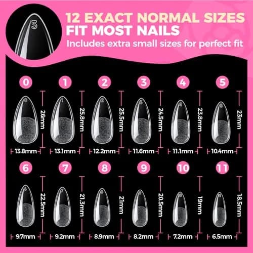 UNA GELLA Almond Gel Nail Tips 504PCS | Pre-Etched Clear Fake Nails for DIY Manicure thumbnail 8
