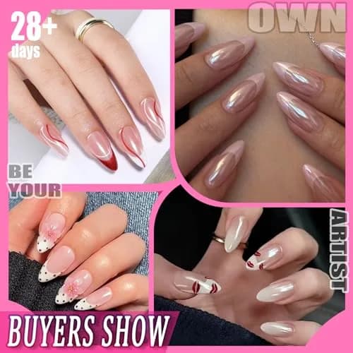 UNA GELLA Almond Gel Nail Tips 504PCS | Pre-Etched Clear Fake Nails for DIY Manicure thumbnail 2