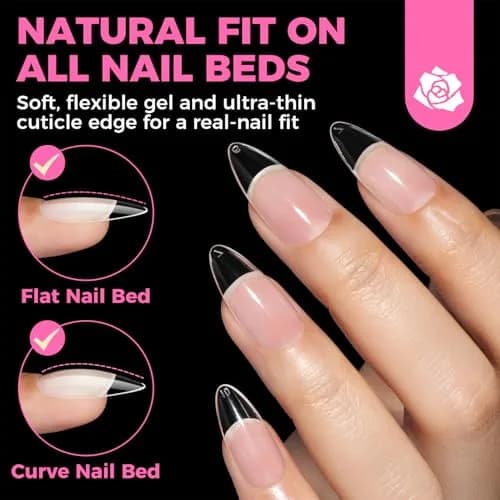 UNA GELLA Almond Gel Nail Tips 504PCS | Pre-Etched Clear Fake Nails for DIY Manicure thumbnail 4