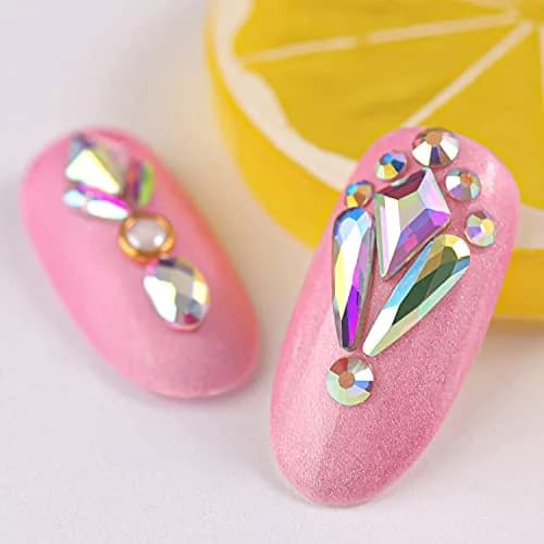BELLEBOOST Multi Shapes 3D Glass AB Crystal Nail Art Rhinestones Kit with Pickup Pen & Tweezer | Iridescent Nail Decoration thumbnail 8