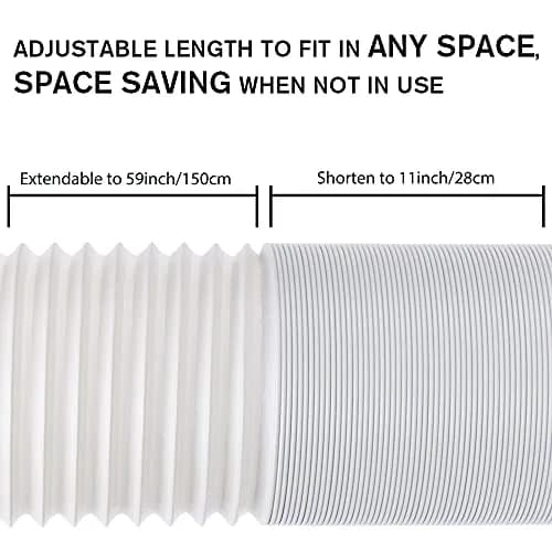 UNAOIWN Portable Air Conditioner Exhaust Hose 5.9" Diameter Extendable up to 78.7" | Anti-Clockwise Thread, Durable Polypropelene thumbnail 2