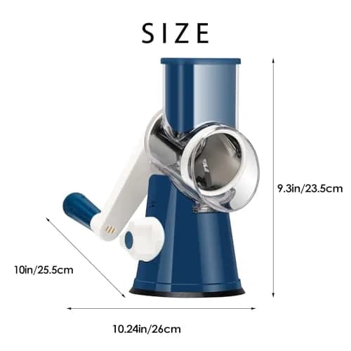 Ourokhome Rotary Cheese Grater Hand Crank | 3 Blades for Cheese & Vegetables, 304 Stainless Steel, Dark Blue thumbnail 8