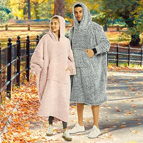 HORIMOTE HOME Cozy Sherpa Wearable Snuggle Blanket Hoodie Oversized Black | Super Warm Light Weight thumbnail 3