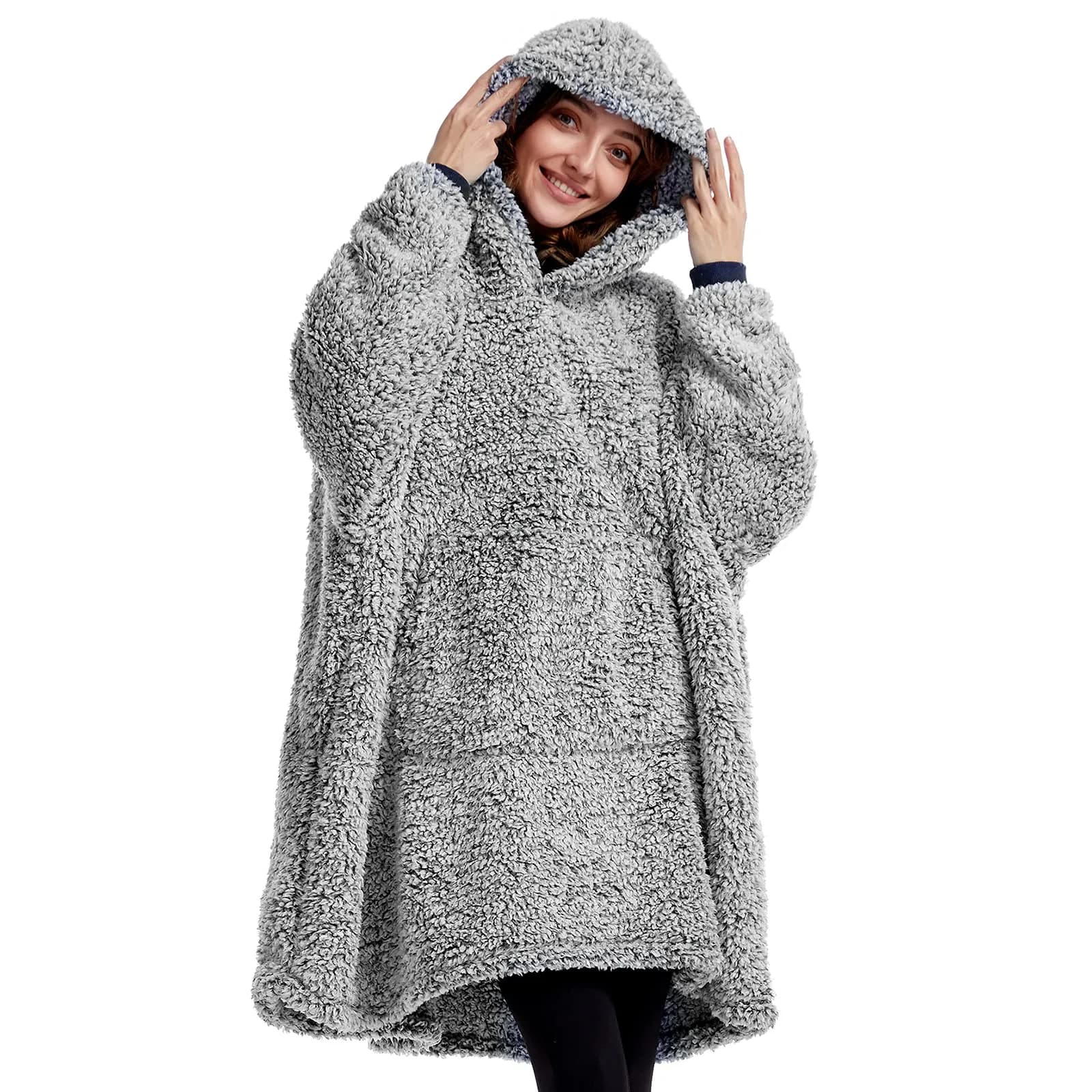HORIMOTE HOME Oversized Sherpa Wearable Blanket Hoodie for Adults, Women, Men & Kids | Super Warm Light Weight