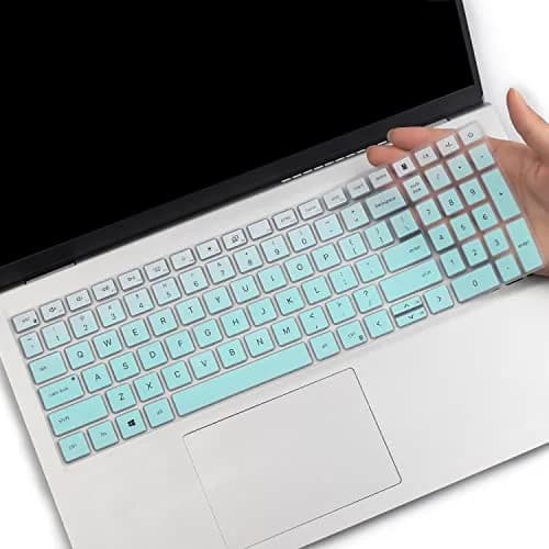 MUBUY-GOL MintGreen Keyboard Cover for Dell Inspiron 15 3510 3511 3515 3525 3530 3535 5510 5515 5518 7510 15.6" Vostro 3510 3520 3530 5510 5515 15.6" Latitude 3520 Inspiron 16 7610 16" | US Keyboard Layout thumbnail 1
