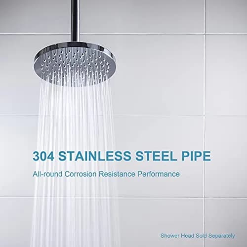 OFFO 6 inch (15.24cm) Ceiling Mount Shower Arm with Flange | Stainless Steel Chrome thumbnail 3