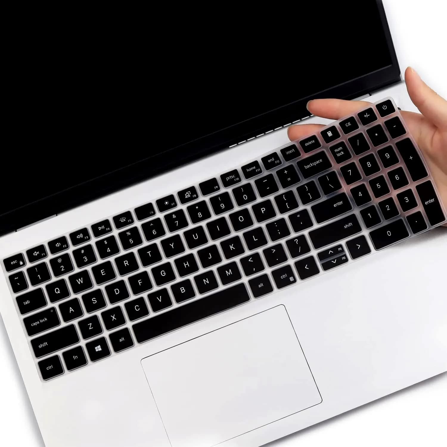 MUBUY-GOL Black Silicone Keyboard Cover for Dell Inspiron 15 3510 3511 3515 3525 3530 3535 5510 5515 5518 7510 15.6" | US Layout Spill-Proof Protector — Black