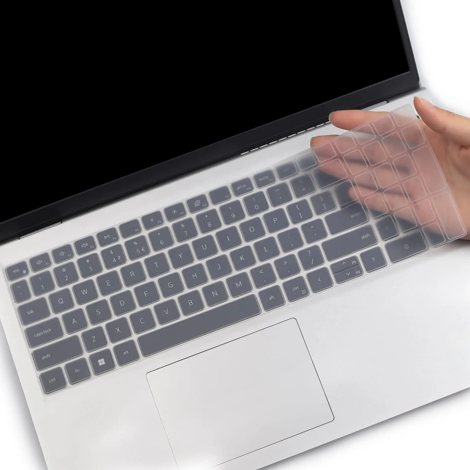 MUBUY-GOL Black Silicone Keyboard Cover for Dell Inspiron 15 3510 3511 3515 3525 3530 3535 5510 5515 5518 7510 15.6" | US Layout Spill-Proof Protector — Clear