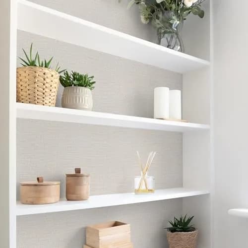TANONE Grasscloth Peel and Stick Wallpaper 40cm (15.7 in) x 500cm (197 in) | Beige Linen Texture, Waterproof, Easy Install thumbnail 6