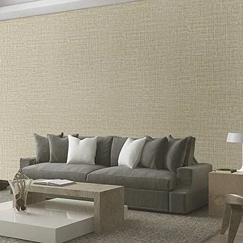 TANONE Khaki Grasscloth Peel and Stick Wallpaper 39.9 cm x 5 m (15.8 in x 197 in) | Realistic Textured Beige Wall Paper for Cabinets, Drawers, Kitchen thumbnail 6