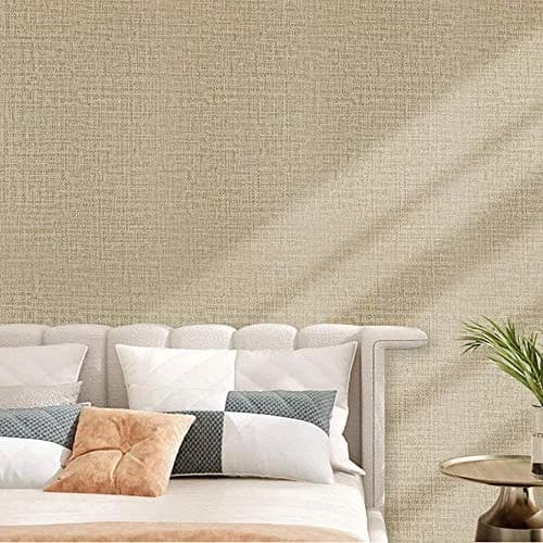 TANONE Khaki Grasscloth Peel and Stick Wallpaper 39.9 cm x 5 m (15.8 in x 197 in) | Realistic Textured Beige Wall Paper for Cabinets, Drawers, Kitchen thumbnail 3