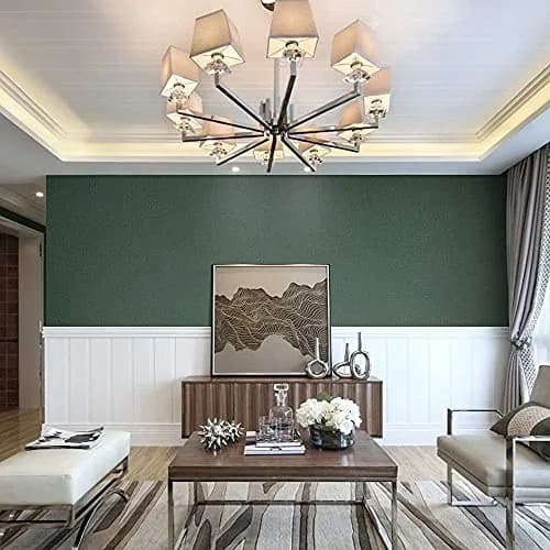 TANONE Dark Green Grasscloth Peel and Stick Wallpaper 40.1 cm x 5 m | Realistic Textured Linen Finish thumbnail 8