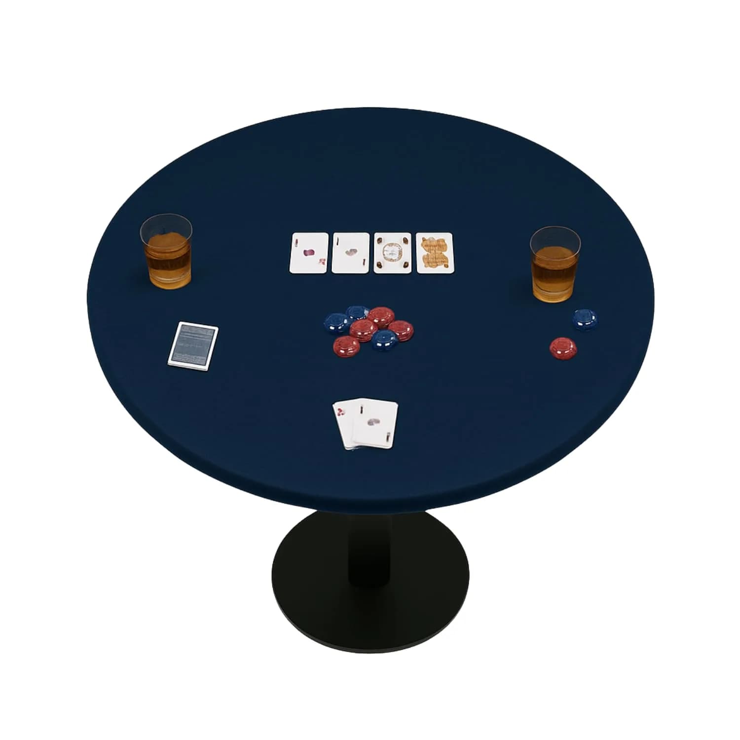 Feltectors Felt Card Game Table Cover for Poker, Mahjong, Domino, Bridge & Board Games | Elastic Fitted Round Tablecloth, Blue, 54-60" — Blue