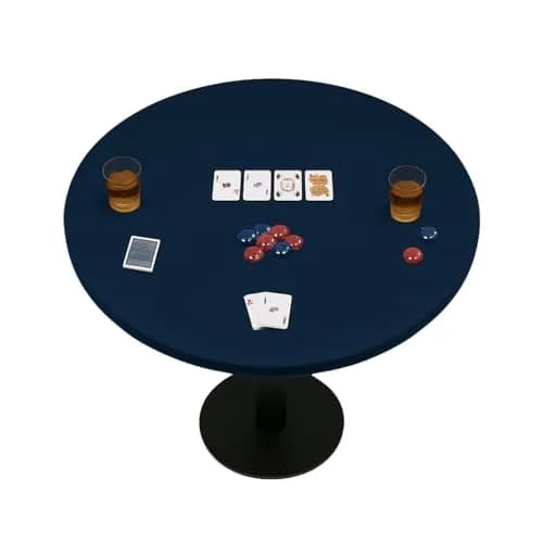 Feltectors Felt Card Game Table Cover for Poker, Mahjong, Domino, Bridge & Board Games | Elastic Fitted Round Tablecloth, Blue, 54-60" thumbnail 1