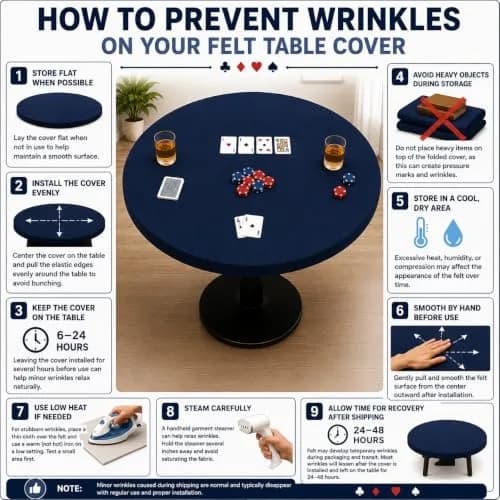 Feltectors Felt Card Game Table Cover for Poker, Mahjong, Domino, Bridge & Board Games | Elastic Fitted Round Tablecloth, Blue, 54-60" thumbnail 4