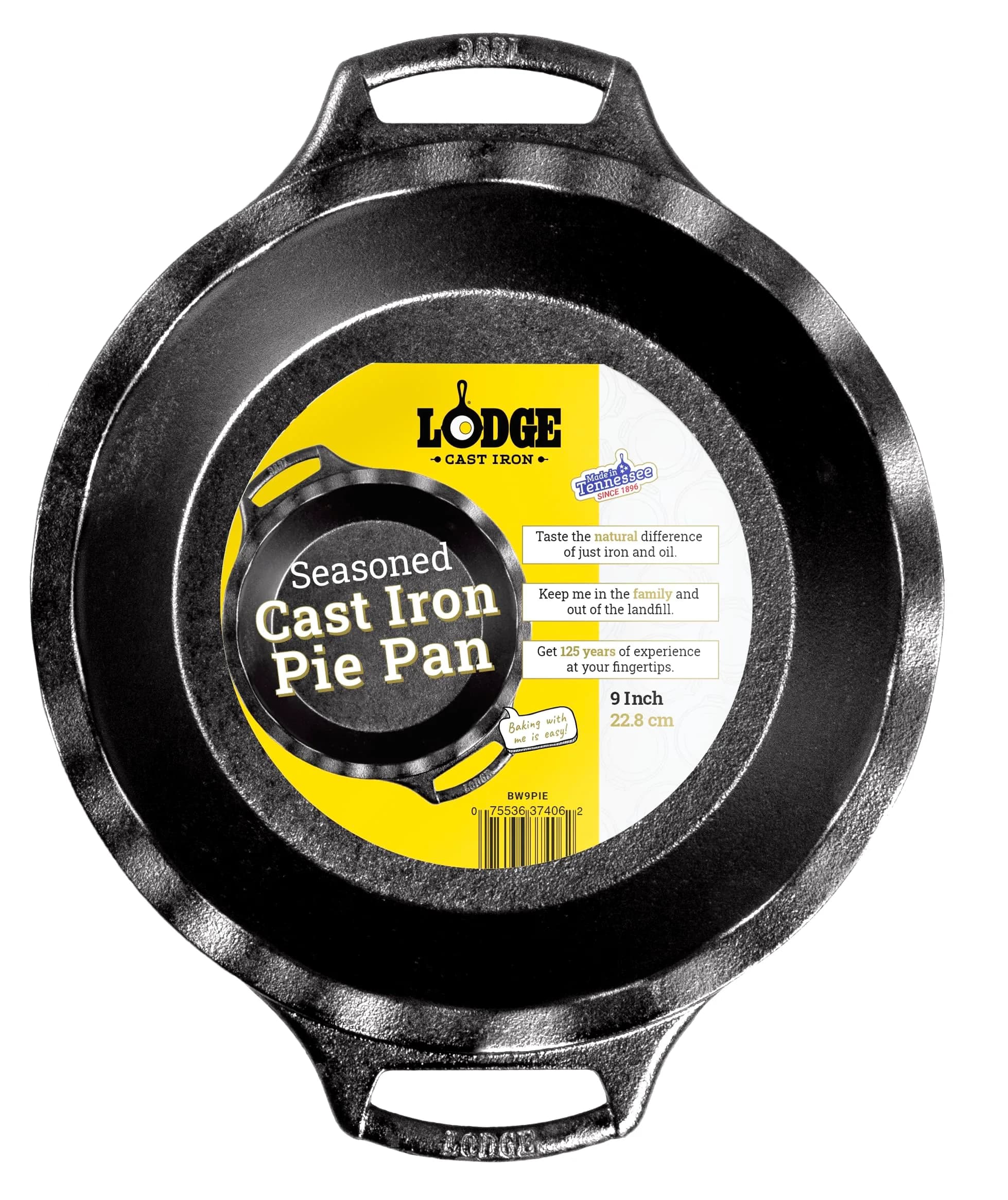 Lodge Pre-Seasoned Cast Iron Pie Pan with Dual Handles, 9 Inches (23 cm) | Heavy-Duty Baking for Homemade Pies & Desserts - main product image