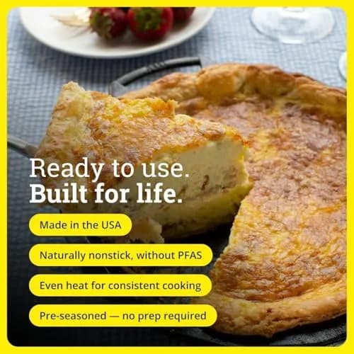 Lodge Pre-Seasoned Cast Iron Pie Pan with Dual Handles, 9 Inches (23 cm) | Heavy-Duty Baking for Homemade Pies & Desserts thumbnail 3