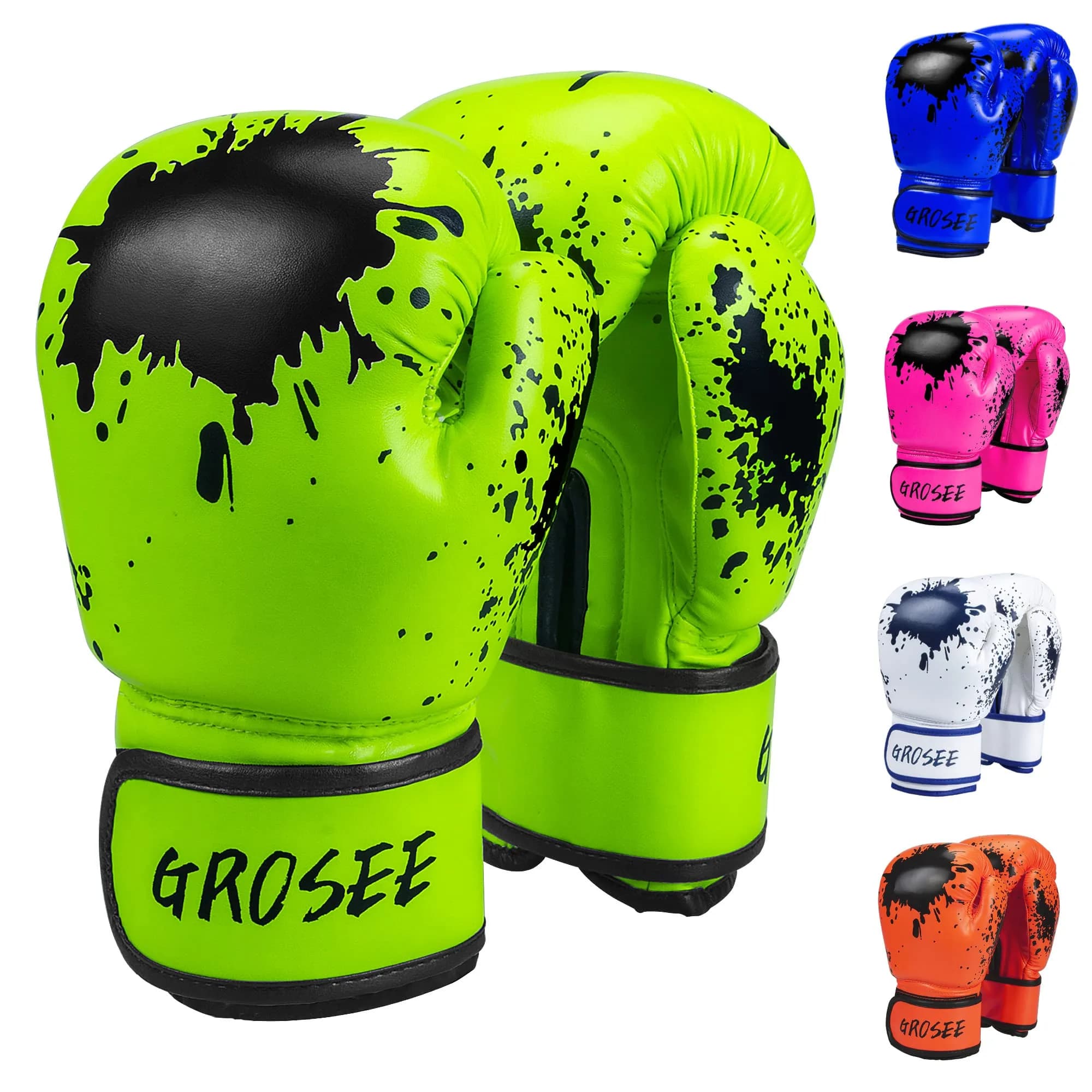 Grosee Kids Boxing Glove 8 oz | Durable PU Leather, Breathable & Comfortable (80-105 lbs)