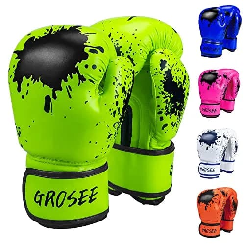Grosee Kids Boxing Glove 8 oz | Durable PU Leather, Breathable & Comfortable (80-105 lbs) thumbnail 1