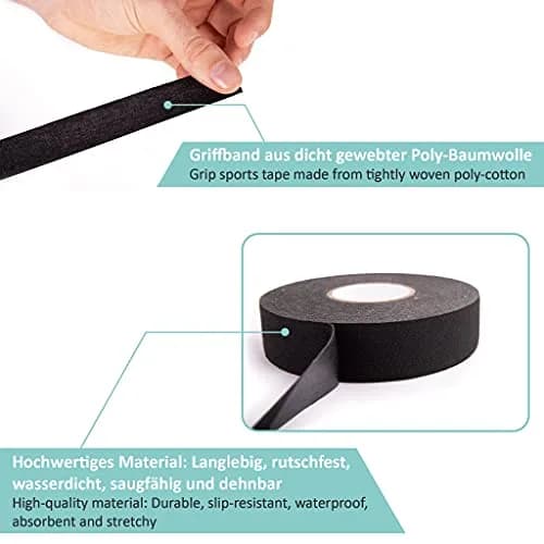 PULLUP & DIP Black Grip Tape 2500cm x 2.5cm | Durable, Non-Slip Poly-Cotton for Sports Equipment thumbnail 3