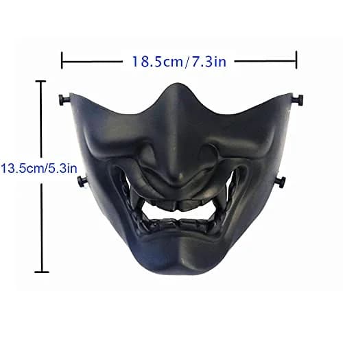 MTGHYARE Evil Demon Hannya Samurai Oni Mask White | Tactical Half Face Mask for Airsoft & Cosplay thumbnail 3