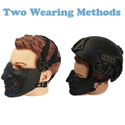 MTGHYARE Evil Demon Hannya Samurai Oni Mask White | Tactical Half Face Mask for Airsoft & Cosplay thumbnail 4