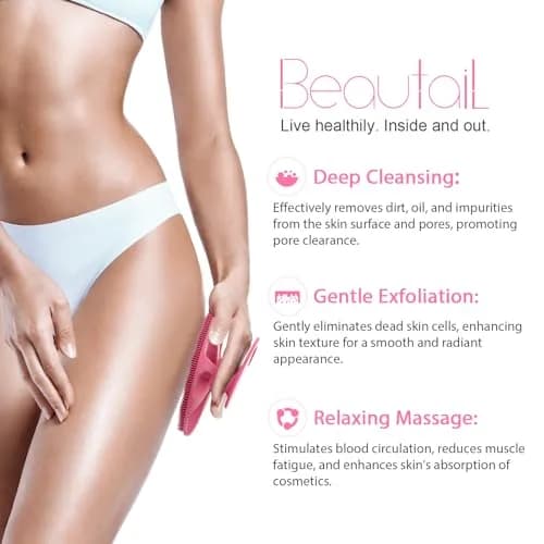 BEAUTAIL Silicone Body Scrubber Gentle Exfoliating Brush for Sensitive Skin | Hygienic & Durable thumbnail 2