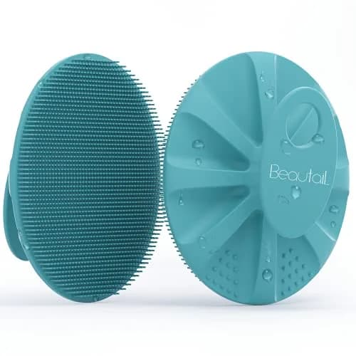BEAUTAIL Silicone Body Scrubber Gentle Exfoliating Brush for Sensitive Skin Cyan | Hygienic Silicone Loofah for Body, Face & Scalp thumbnail 1
