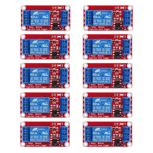 AEDIKO 12V 10pcs Relay Module with Optocoupler Isolation, 10A Max Load | Industrial Control Switching thumbnail 1