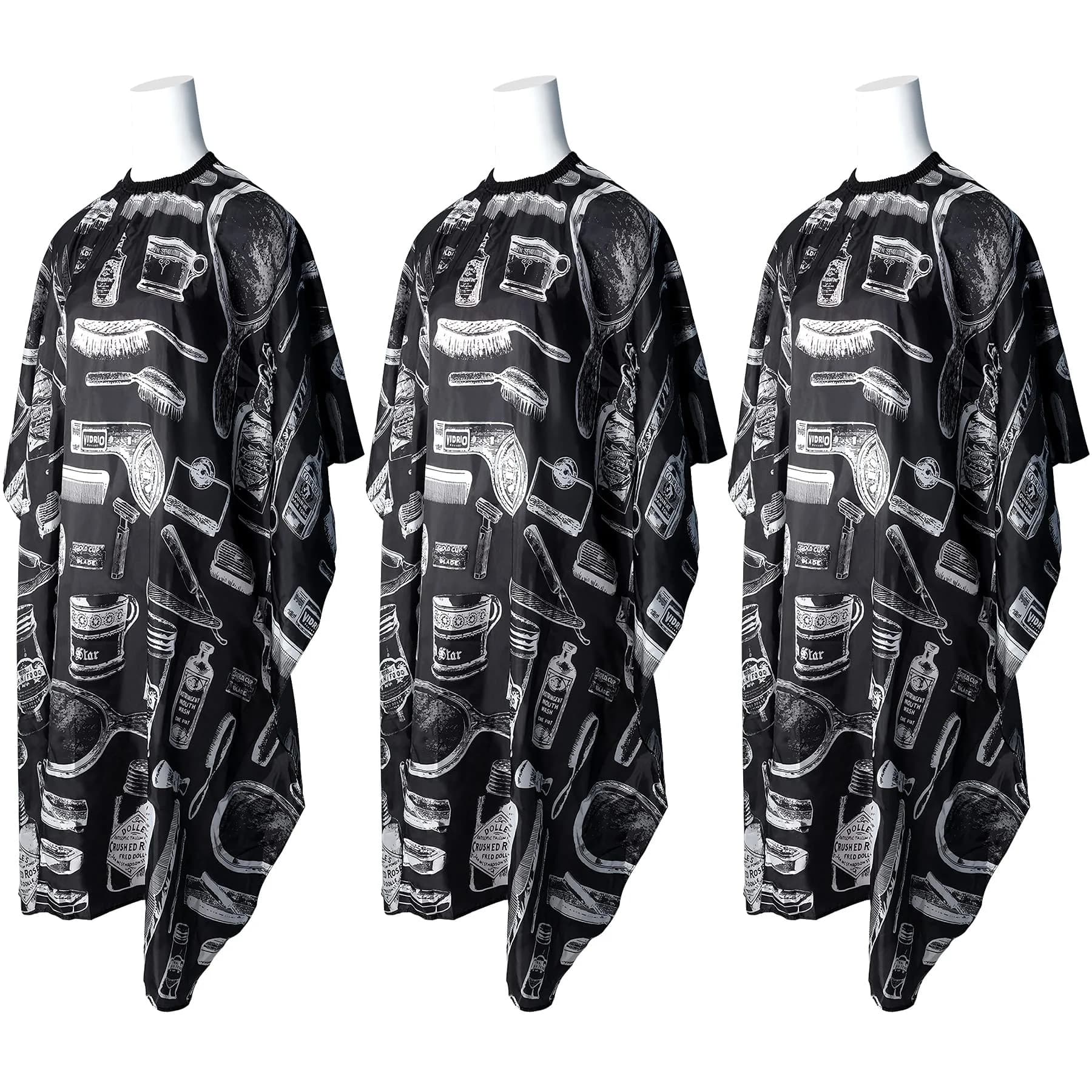 FEBSNOW 3Pcs Professional Barber Salon Hair Cutting Cape for Adults 140cm x 117cm | Water-Repellent Polyester — Multi