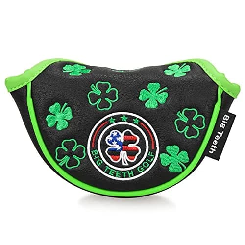 BIG TEETH Black Clover Half Mallet Putter Cover 5" x 3.1" x 1.2" | Magnetic Closure Golf Club Head Protector thumbnail 1