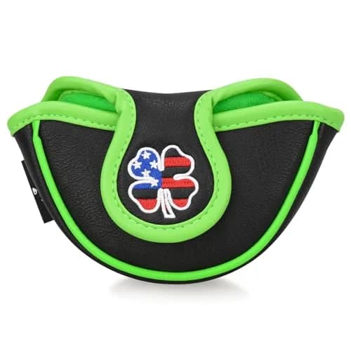 BIG TEETH Black Clover Half Mallet Putter Cover 5" x 3.1" x 1.2" | Magnetic Closure Golf Club Head Protector thumbnail 2