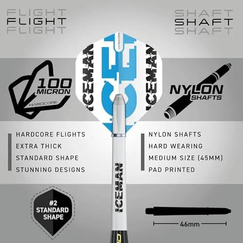 RED DRAGON Gerwyn Price Iceman 22g Brass Steel Tip Darts Set with Case | 50-Piece Complete Kit for Home, League & Pub Play thumbnail 3