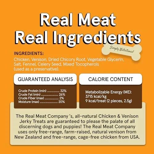 TRMC Real Meat Dog Treats 12oz | Grain-Free, High-Protein Venison & Chicken Jerky for Dogs thumbnail 8