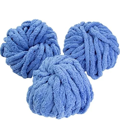 SCS Direct Chunky Yarn 3 Pack Indigo Blue 72 Yards (65.8 m) | Jumbo Chenille Yarn for Knitting & Crocheting thumbnail 1