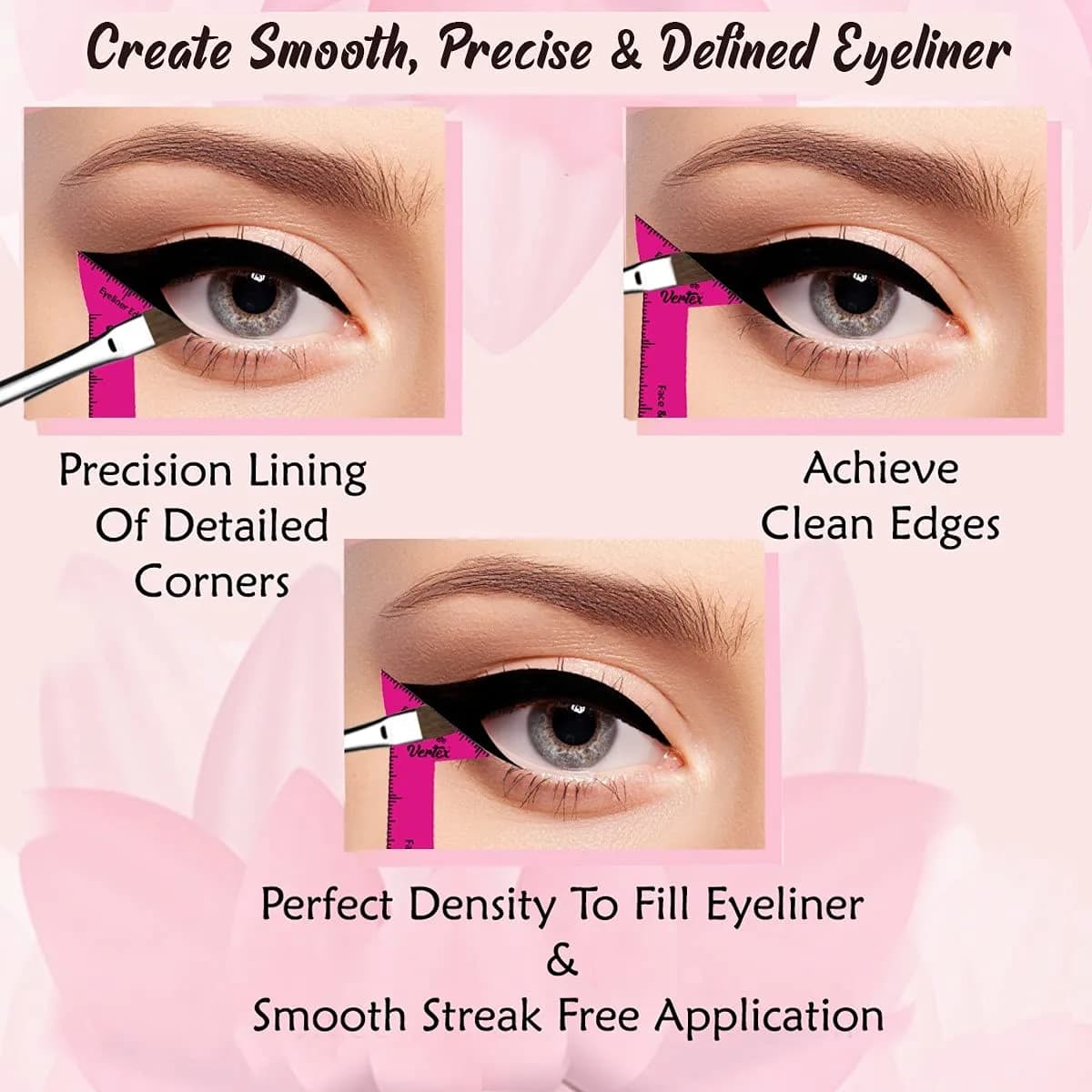 Vertex Eyeliner Stencils & Brushes Set | Precision Wing Tip Tool for Beginners - view 2