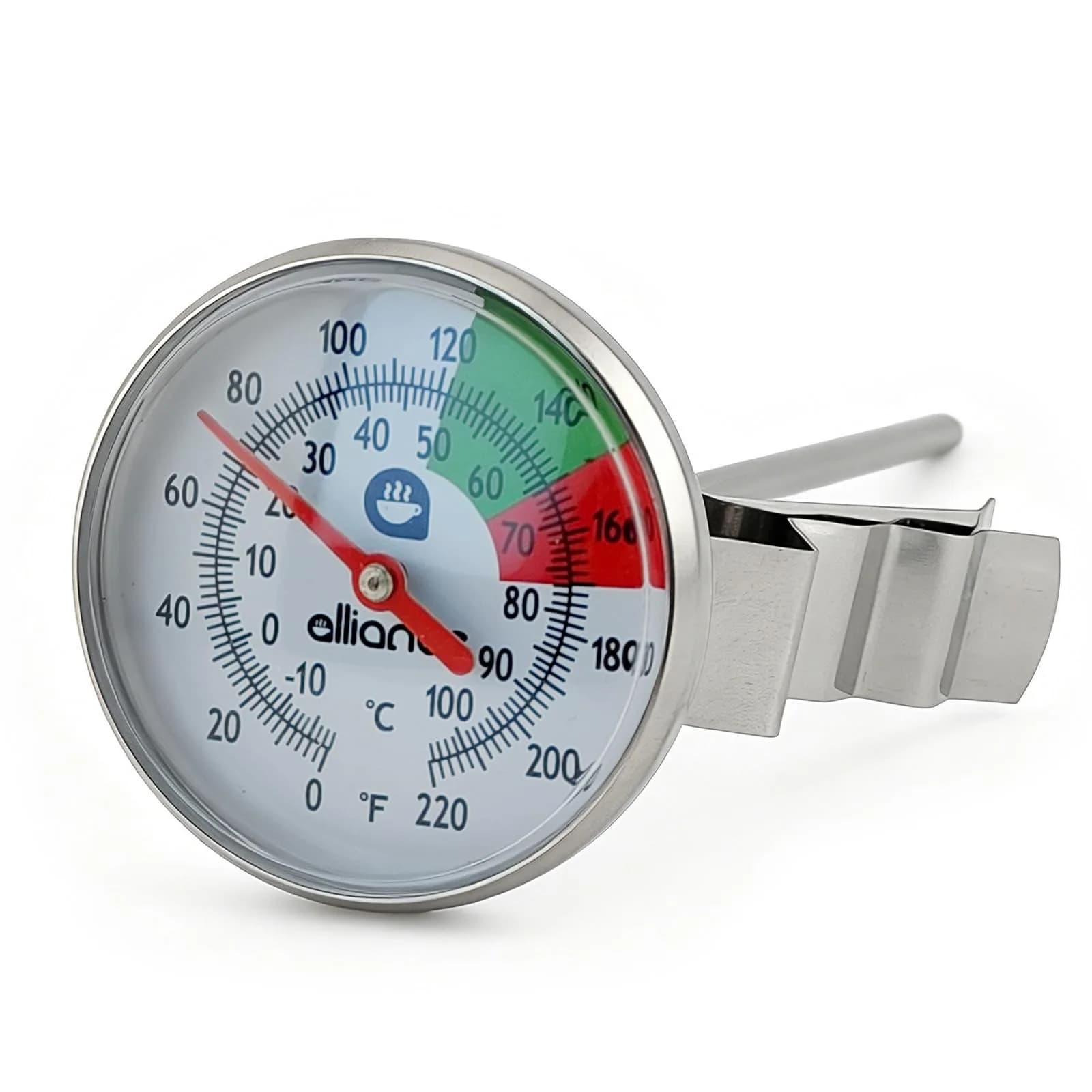 ALLIANCE BREW GEAR Milk Frothing Thermometer with Clip,White,0-220°F | Accurate, Recalibratable for Latte & Cappuccino — White