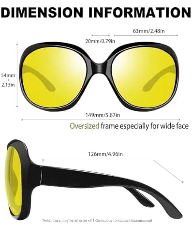 Joopin Oversized Night Driving Yellow Lens Sunglasses for Women | UV400 Protection thumbnail 3