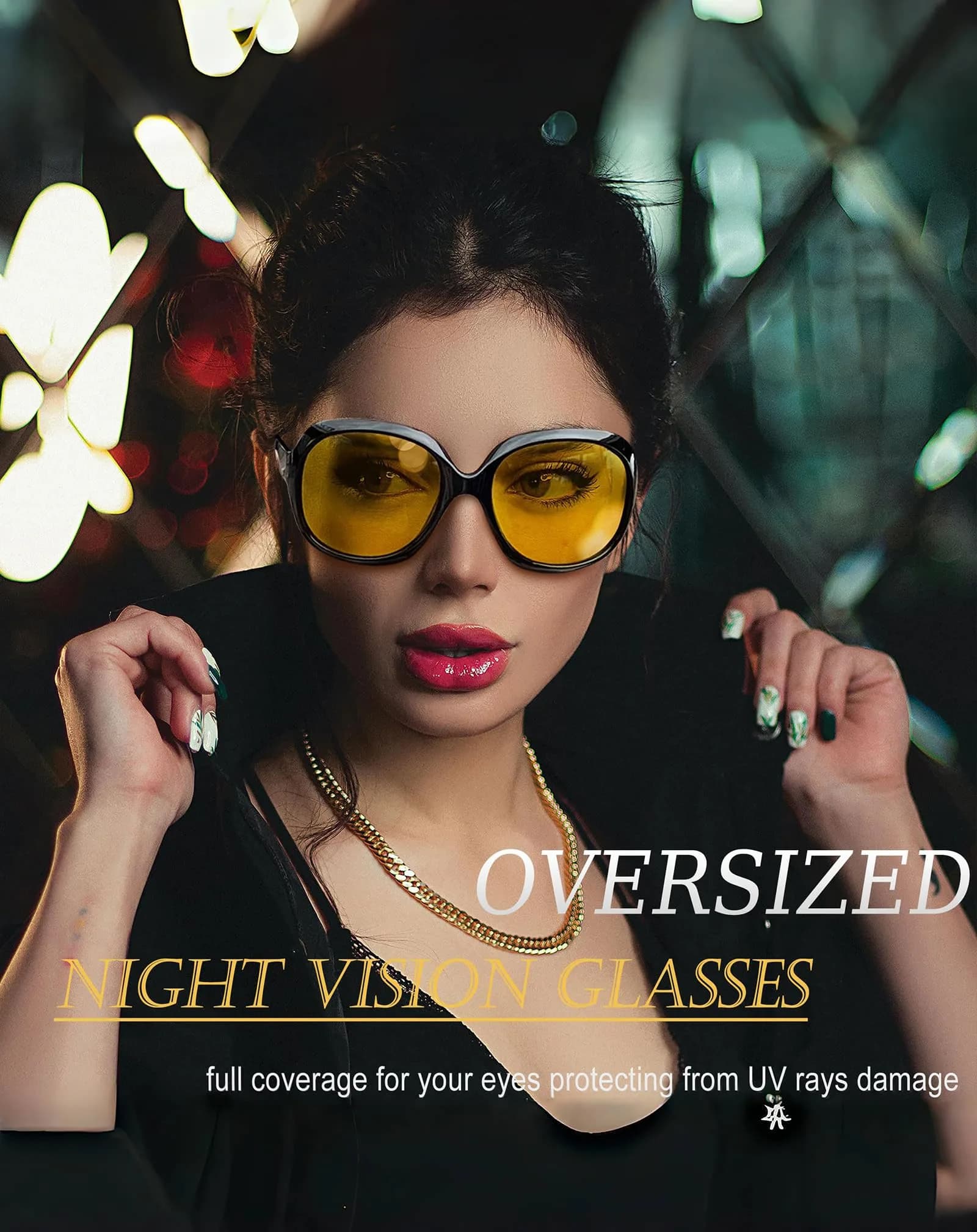 Joopin Oversized Night Driving Yellow Lens Sunglasses for Women | UV400 Protection - view 4