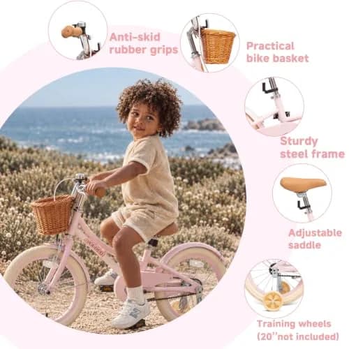 ACEGER Girls Bike with Basket 16 Inch | Retro Style for Kids 3-12 Years thumbnail 2