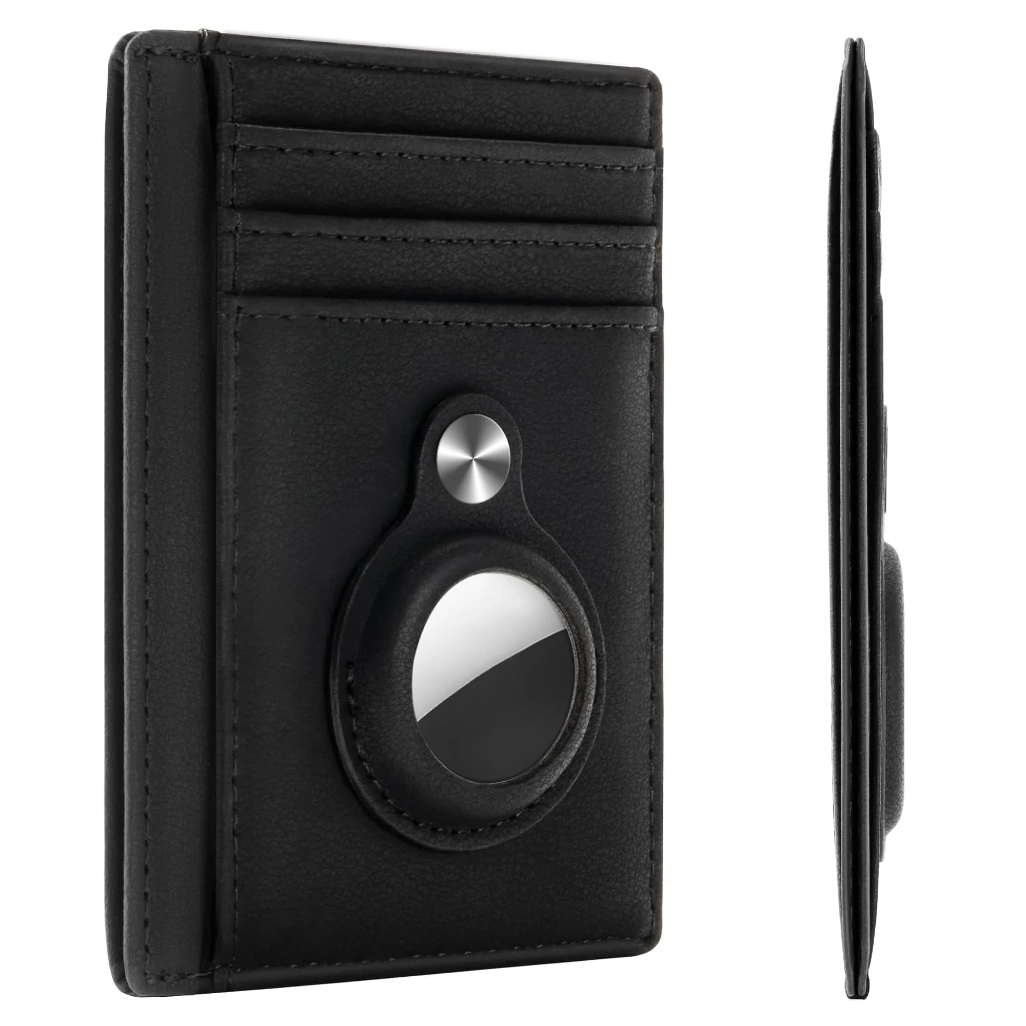 Hawanik Slim Minimalist Front Pocket Air Tag Wallet Thin Card Holder Wallet — Black