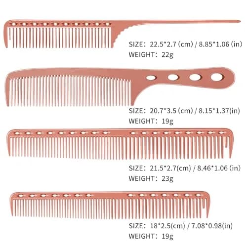 CGBARBER Professional Barber Aluminum Comb Set with Tail Comb (Rose Gold) | 4-Piece Styling & Cutting Set thumbnail 4