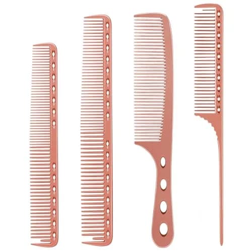 CGBARBER Professional Barber Aluminum Comb Set with Tail Comb (Rose Gold) | 4-Piece Styling & Cutting Set thumbnail 1