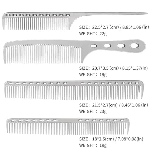 CGBARBER Silver Aluminum Hair Comb Set | 4-Piece Styling & Cutting Comb Kit thumbnail 4