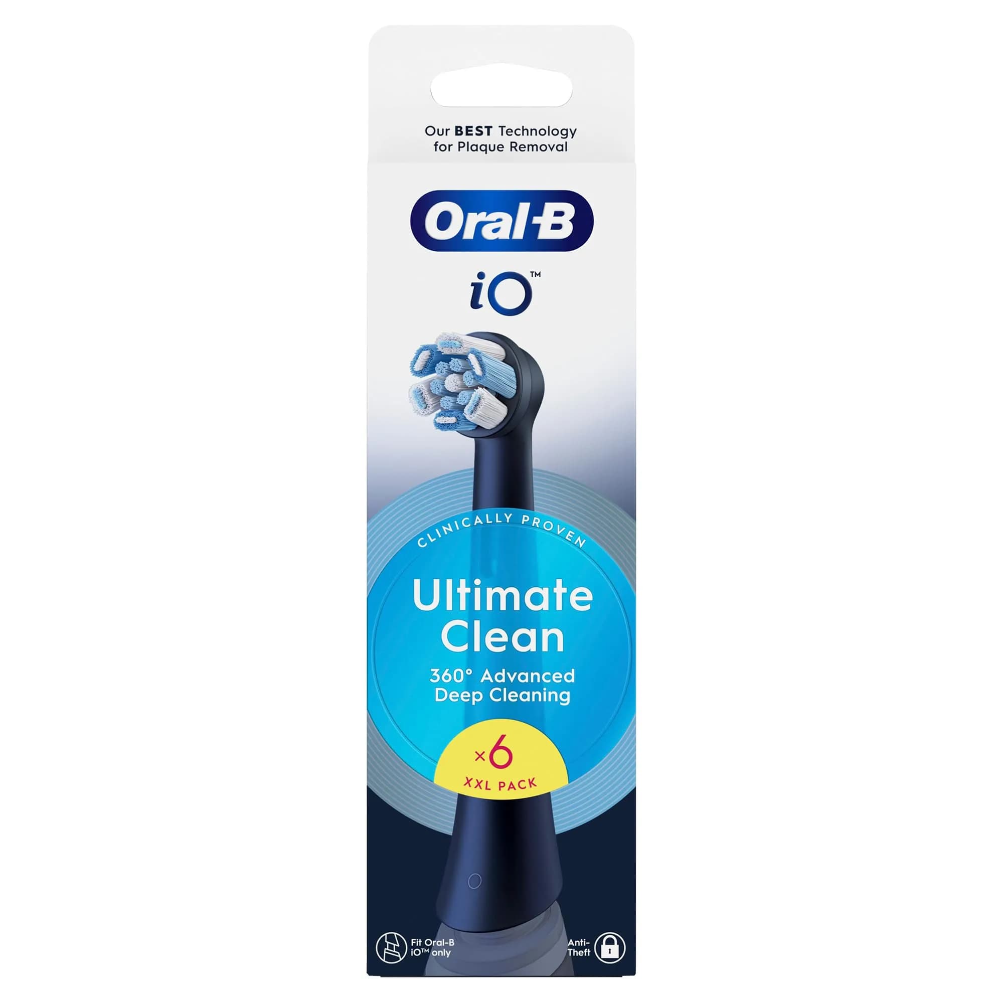 Oral-B Ultimate Clean Replacement Toothbrush Heads Black 6 Count | Deep Cleaning for Oral-B iO Electric Toothbrushes — Black