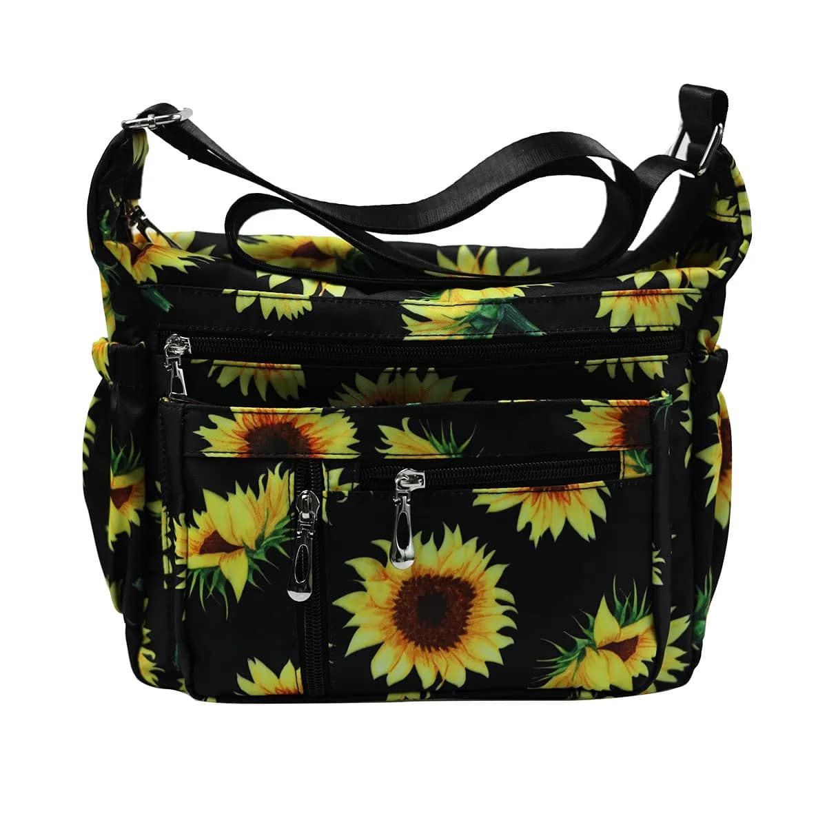 Fabuxry Floral Sunflowers Crossbody Bag for Women | Lightweight Nylon Travel & Everyday Purse — Standard-floral-sunflowers