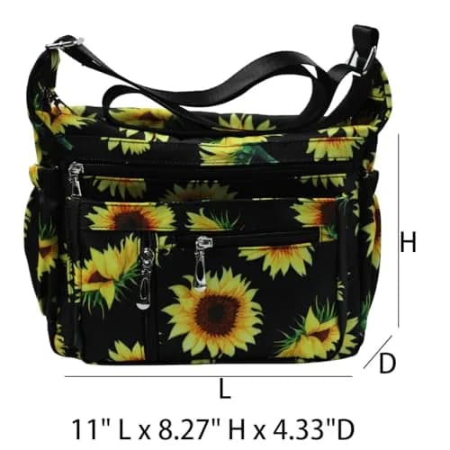 Fabuxry Floral Sunflowers Crossbody Bag for Women | Lightweight Nylon Travel & Everyday Purse thumbnail 5