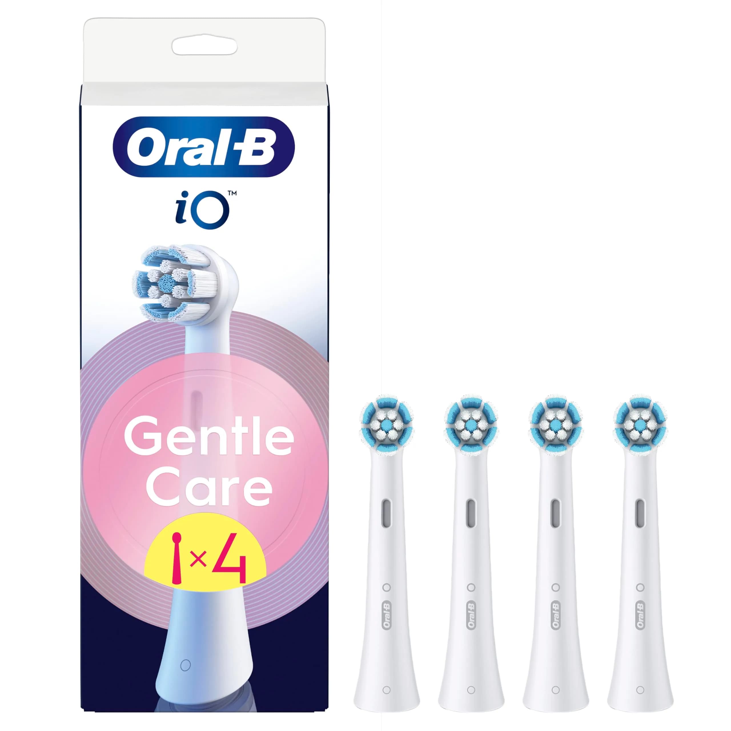 Oral-B iO Series Gentle Care Replacement Brush Heads 4 Count (32g) | Dentist-Recommended for Sensitive Gums — White